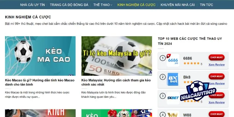 Update liên tục các mẹo hay và kinh nghiệm cá cược từ cao thủ